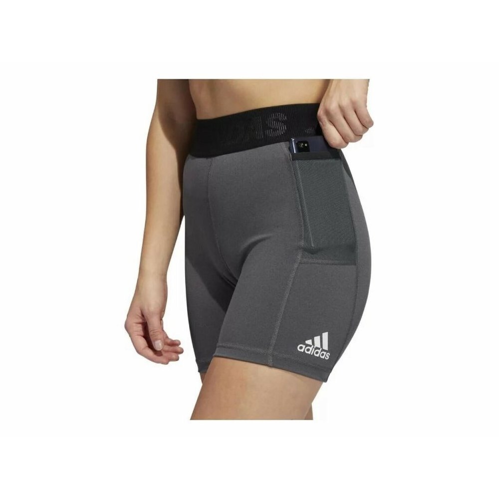 Adidas Women Gray Side Pocket Compression Training Biker Shorts XS | S | M | L